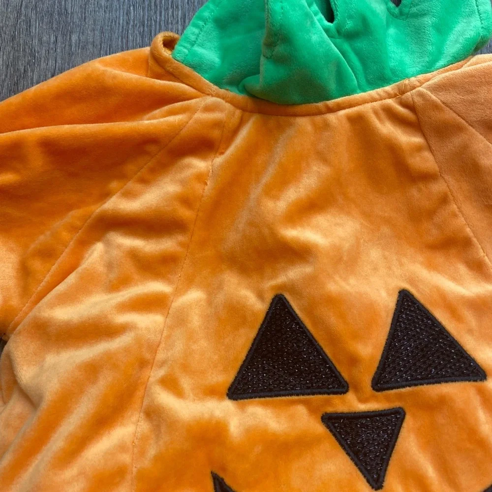 Target Toddler Pumpkin Costume 12-18 Months Orange Plush Jack-O-Lantern 2pc Set - Picture 5 of 9